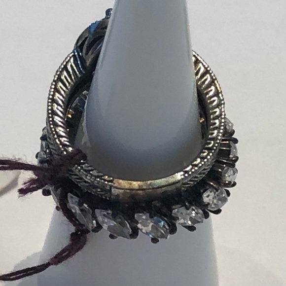 Vintage Antique Style Sterling Silver and Faux Diamond 2 Ring Set - Picture 10 of 11